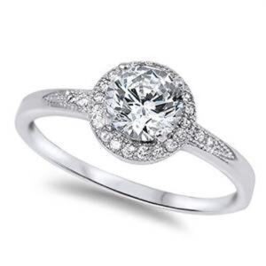 omega diamond co 104781 halo solitaire cubic zirconia & simulated gemstone promise engagement ring .925 sterling silver ring (12)