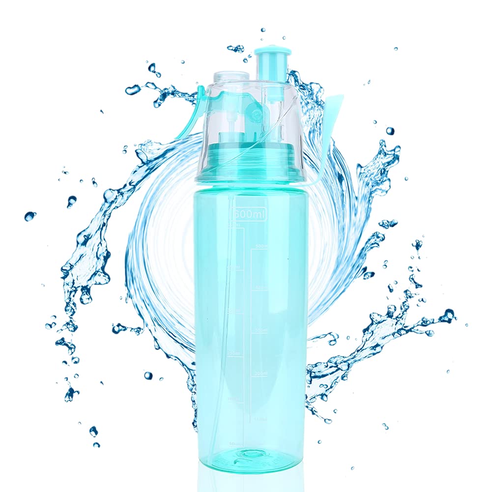 Plastic Water Bottle, 600ML Wide Mouth Portable Spray-Head Anti-Leak Water Bottle for Sports School Cycling Gym Yoga(Blue)