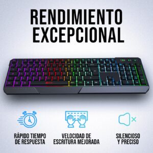 KLIM Chroma Wireless - Teclado inalámbrico Gaming ESPAÑOL + Teclado Gaming ligero, duradero, resiste al agua, ergonómico, silencioso + Teclado Gamer PC PS4 Xbox One Mac + Nueva VERSIÓN 2024 + Negro