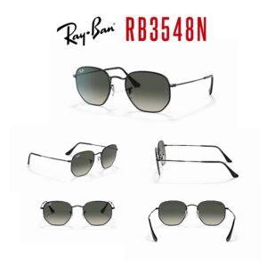 Ray-Ban RB3548N Hexagonal 002/58 51M Black/Green Polarized Sunglasses For Men For Women + BUNDLE with Designer iWear Eyewear Kit