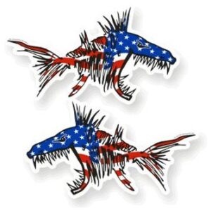 2 pieces set #6 | usa aggressive kayak decals fish bones skeleton stickers for kayak canoe fishing boat wall car accessories