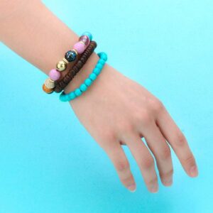 Hithop Bohemian Wood Beaded Bracelets & Bangles For Women Ethnic Tassel Elephant Multilayer Bracelet Charm Pulseiras Bijoux Candy Color Creative Gift Home Christmas Decor Clearance (Blue)