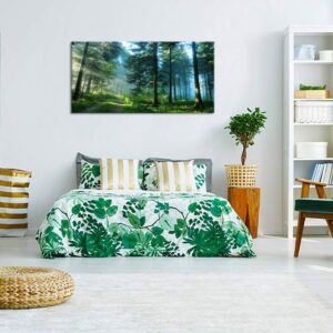 arteWOODS Green Forest Canvas Wall Art Living Room Wall Decor Large Nature Pictures Canvas Artwork Contemporary Wall Art Modern Landscape Pine Trees for Kitchen Office Home Decoration 24" x 48"