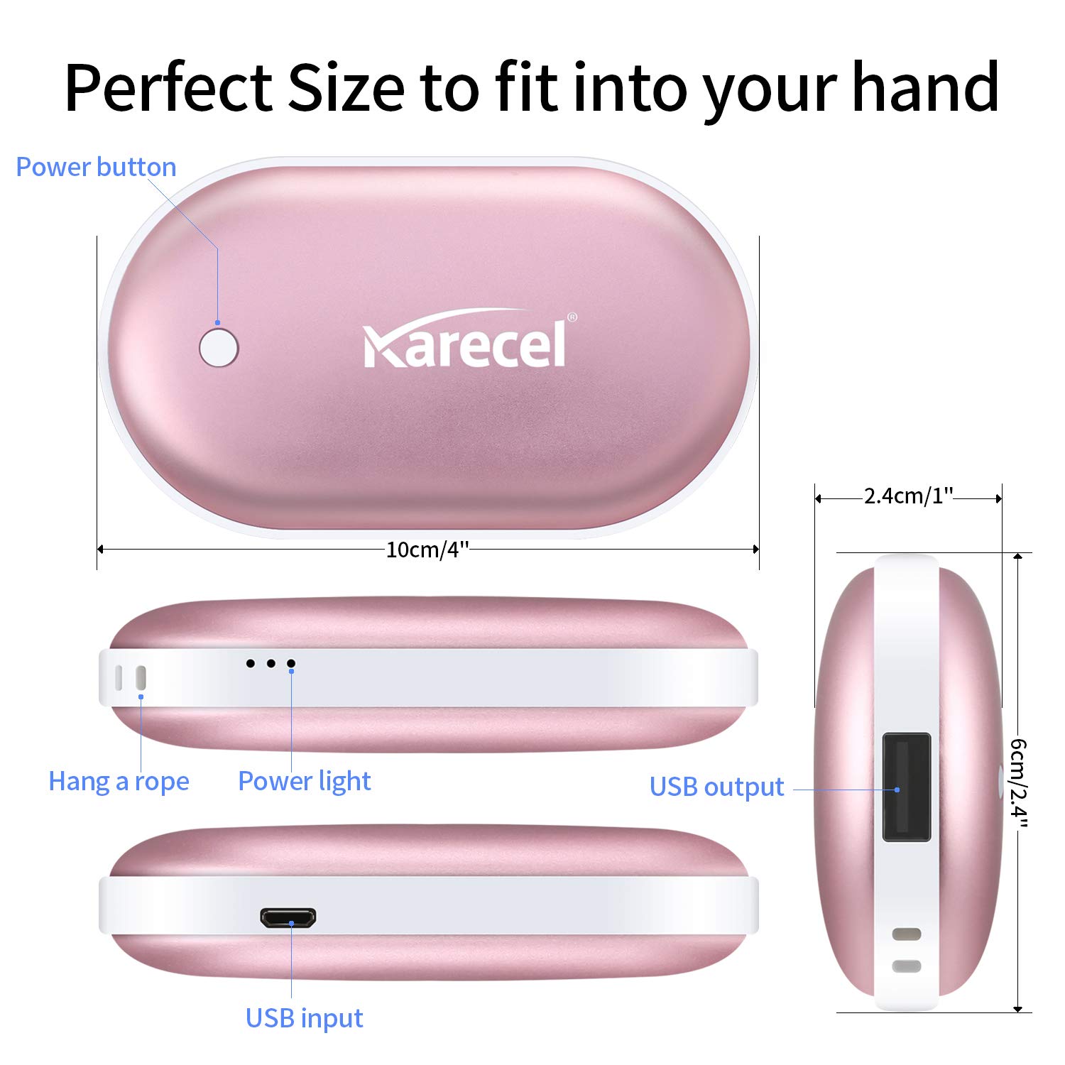 Karecel Rechargeable Electric 5200mAh Powerbank Reusable, Portable USB Hand Warmer Heater Battery Pocket Warmer, Best Gifts for Men and Women in Cold Winter