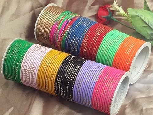 Ratna creation Bollywood Indian Traditional 144 pcs Multi Color Bangle Bracelet Set Women Wedding Partywear Arrangement Costume Jewelry Set (2.6)