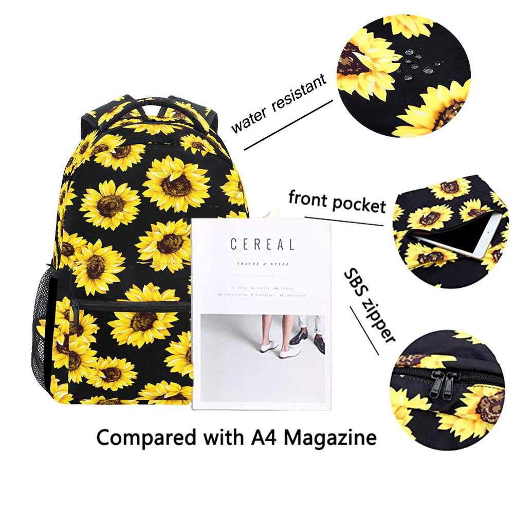 Kcldeci Sunflower Kids Backpack for Girls Sunflower Backpacks Elementary Bookbags School Bags Bookbag Casual Daypack