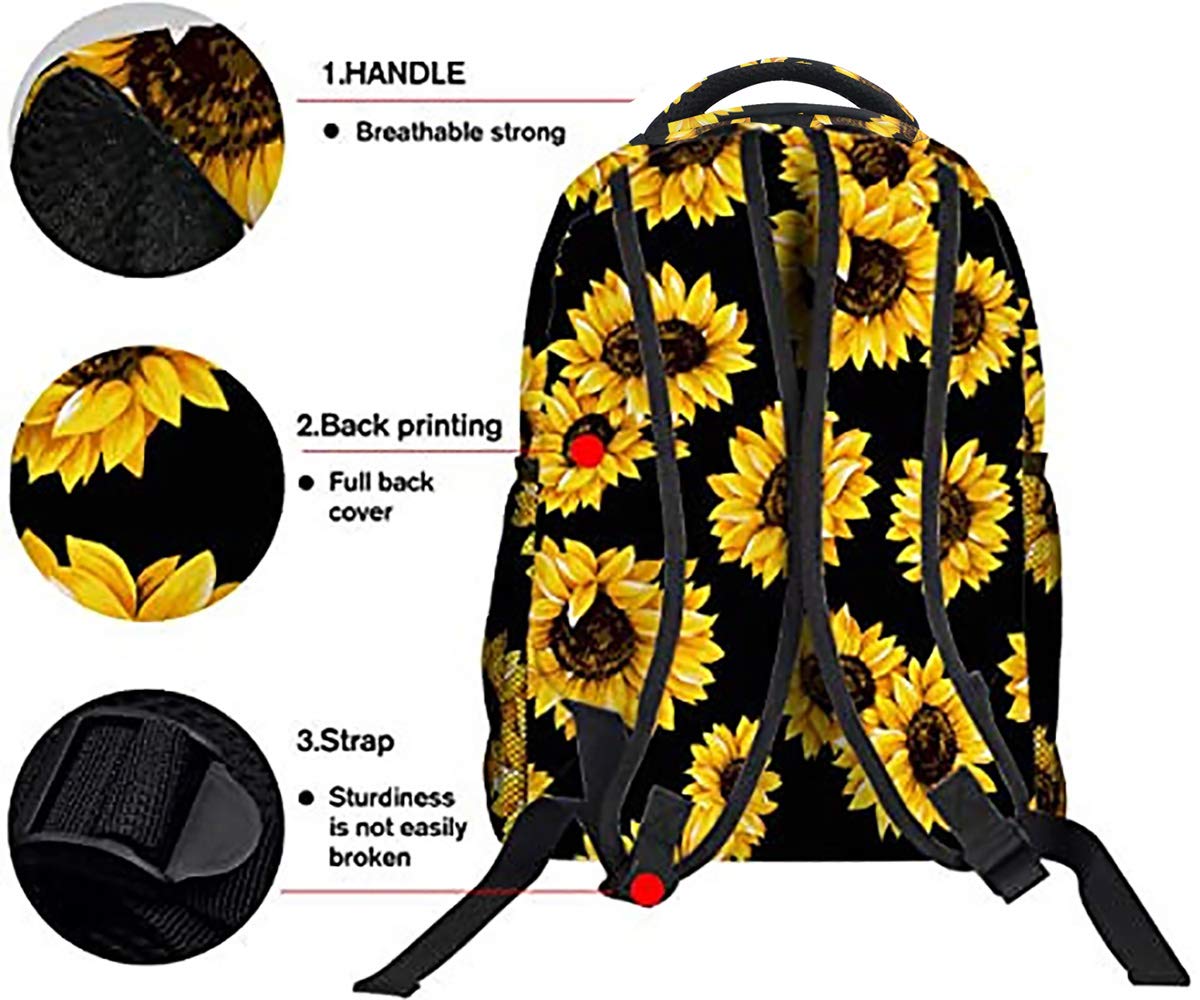 Kcldeci Sunflower Kids Backpack for Girls Sunflower Backpacks Elementary Bookbags School Bags Bookbag Casual Daypack