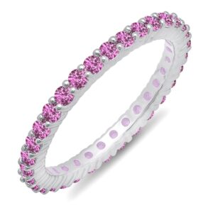 dazzlingrock collection 14k round pink sapphire ladies eternity wedding band 1 ct, white gold, size 6