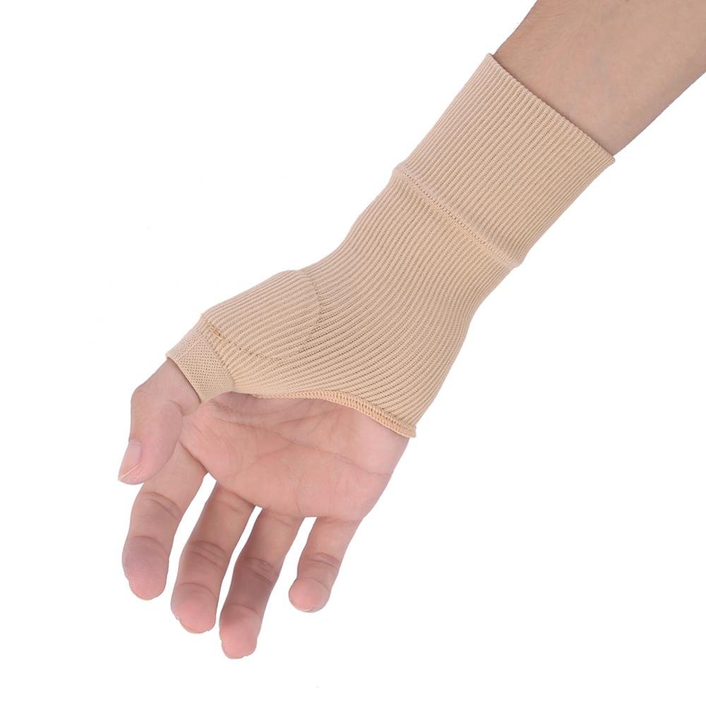 Beige Wrist HandWrist,1 Pair Beige Wrist Hand Support Gloves Thumb Hand Wrist Support Strap Glove Elastic Brace Sleeve Sports Bandage Wrap Pain Relief Artritis Reumatoide Gloves manopla para el dolor