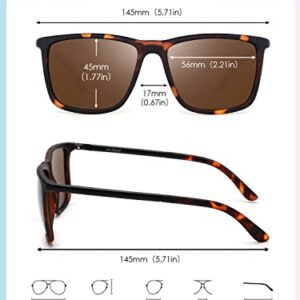 JIM HALO Polarized Driving Sunglasses Retro Square UV protection Classic Sun Glasses Men (Tortoise/Polarized Brown)