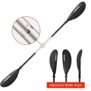 Overmont Kayak Paddle 230cm/90.5in Heavy Duty Aluminum Alloy Lightweight Boating Oar for Inflatable Kayaks with Paddle Leash