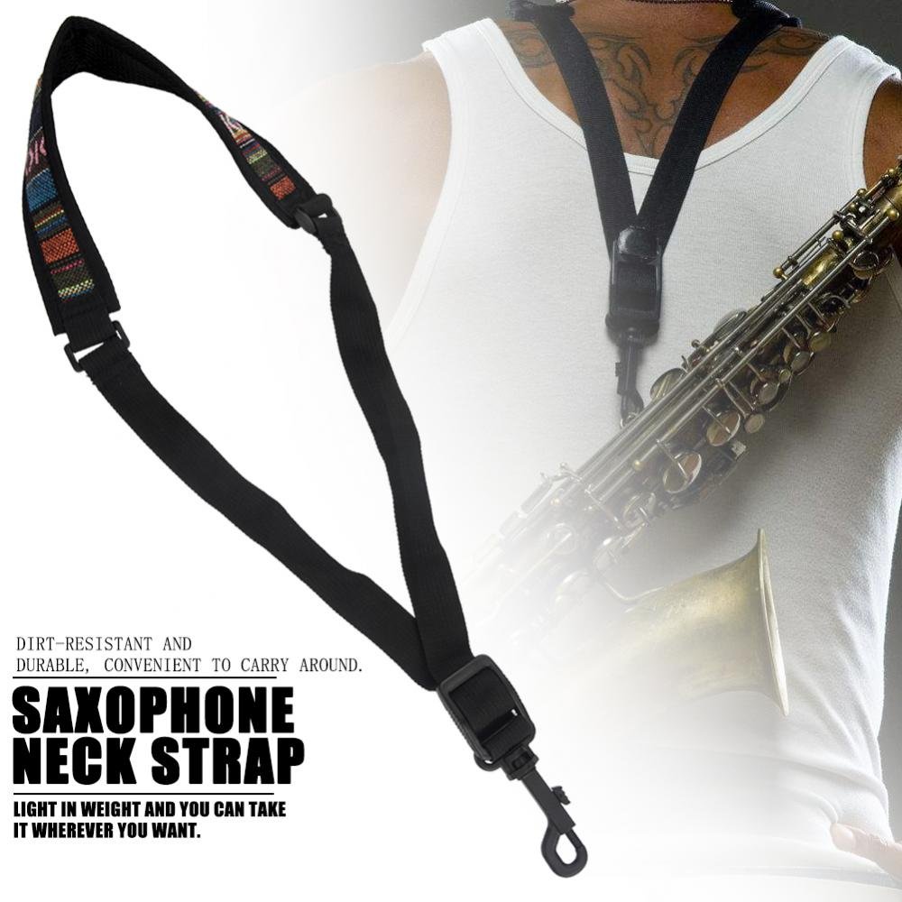 Saxophone Strap, Adjustable Single Shoulder Sax Strap Portable Cotton Neck Sax Strap(Folk Style)