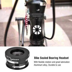 Bike Headset, Aluminum Alloy Solid 44mm Internal Sealed Bearing Headset Accessory for Mountain Bike (Black)