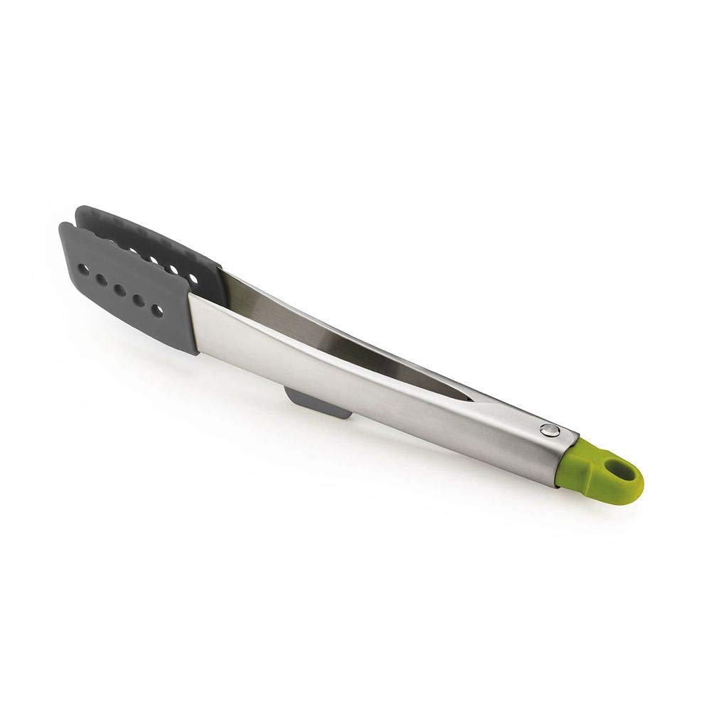 Joseph Joseph Elevate Stainless Steel Tongs with Silicone Tips, One-Size, Gray/Green