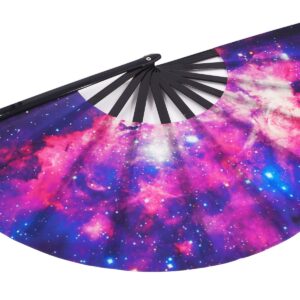 Amajiji Large Galaxy Folding Fan, Chinease/Japanese Folding Nylon-Cloth Hand Fan, Hand Folding Fans for Women/Men, Hand Fan Festival Gift Fan Craft fan Folding Fan Dance Fan (AM2)