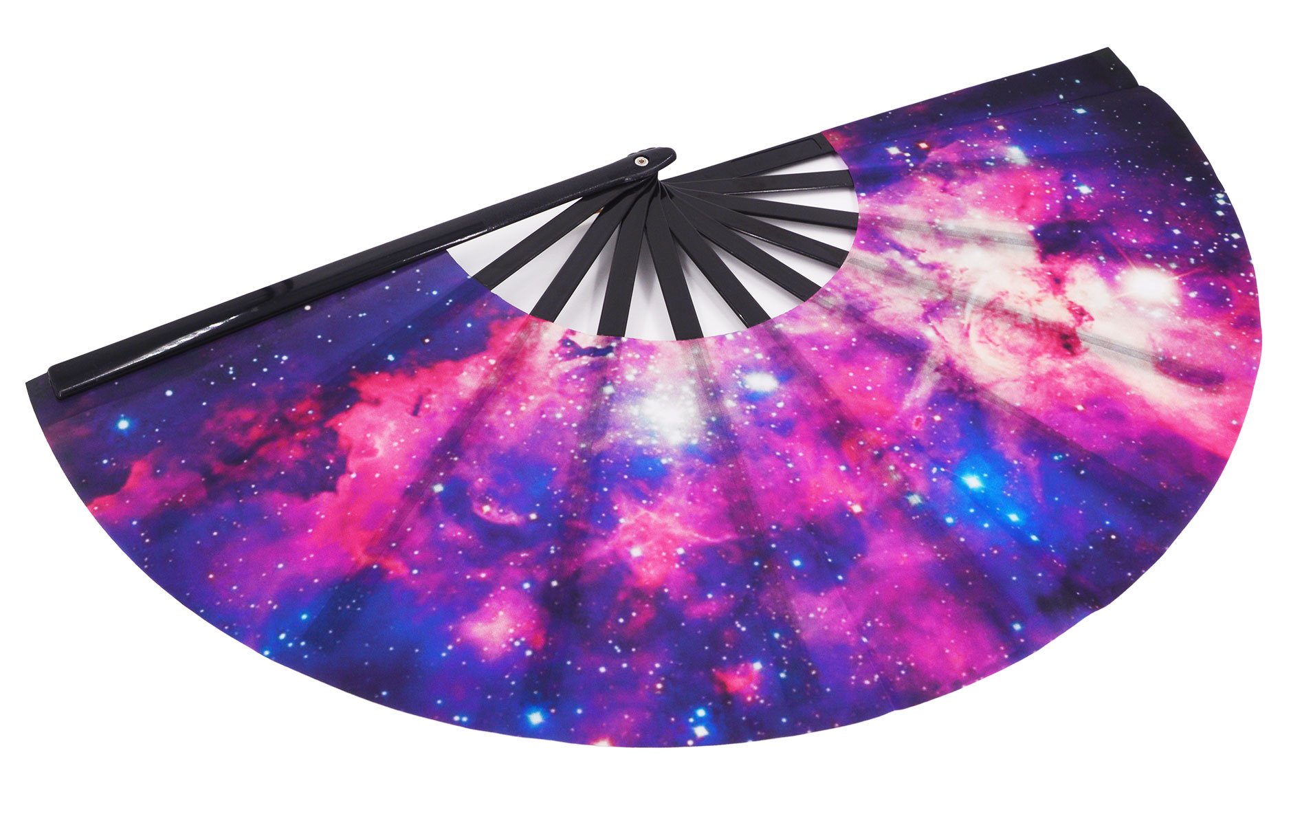 Amajiji Large Galaxy Folding Fan, Chinease/Japanese Folding Nylon-Cloth Hand Fan, Hand Folding Fans for Women/Men, Hand Fan Festival Gift Fan Craft fan Folding Fan Dance Fan (AM2)