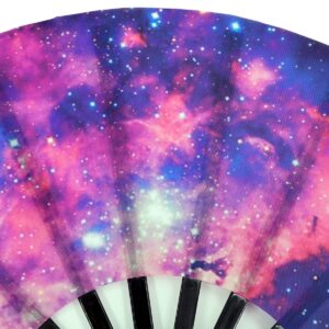 Amajiji Large Galaxy Folding Fan, Chinease/Japanese Folding Nylon-Cloth Hand Fan, Hand Folding Fans for Women/Men, Hand Fan Festival Gift Fan Craft fan Folding Fan Dance Fan (AM2)