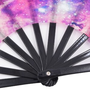 Amajiji Large Galaxy Folding Fan, Chinease/Japanese Folding Nylon-Cloth Hand Fan, Hand Folding Fans for Women/Men, Hand Fan Festival Gift Fan Craft fan Folding Fan Dance Fan (AM2)