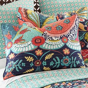 Levtex Home - Jules Quilt Set - Full/Queen Quilt (88x92in.) + Two Standard Pillow Shams (26x20in.) - Bohemian - Teal, Orange, Yellow, Green, Blue, Red, Navy - Reversible - Cotton Fabric