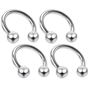 4pc 14g horseshoe earrings circular barbell ring 8mm 5/16 cartilage tragus septum surgical steel