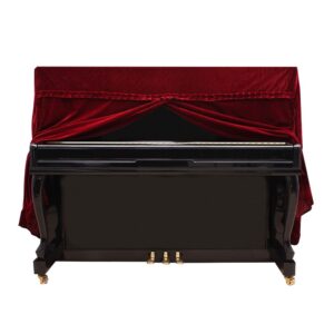 Upright Piano Cover, Colorfast Pleuche Full Piano Dust Proof Decorated Cover(Red)