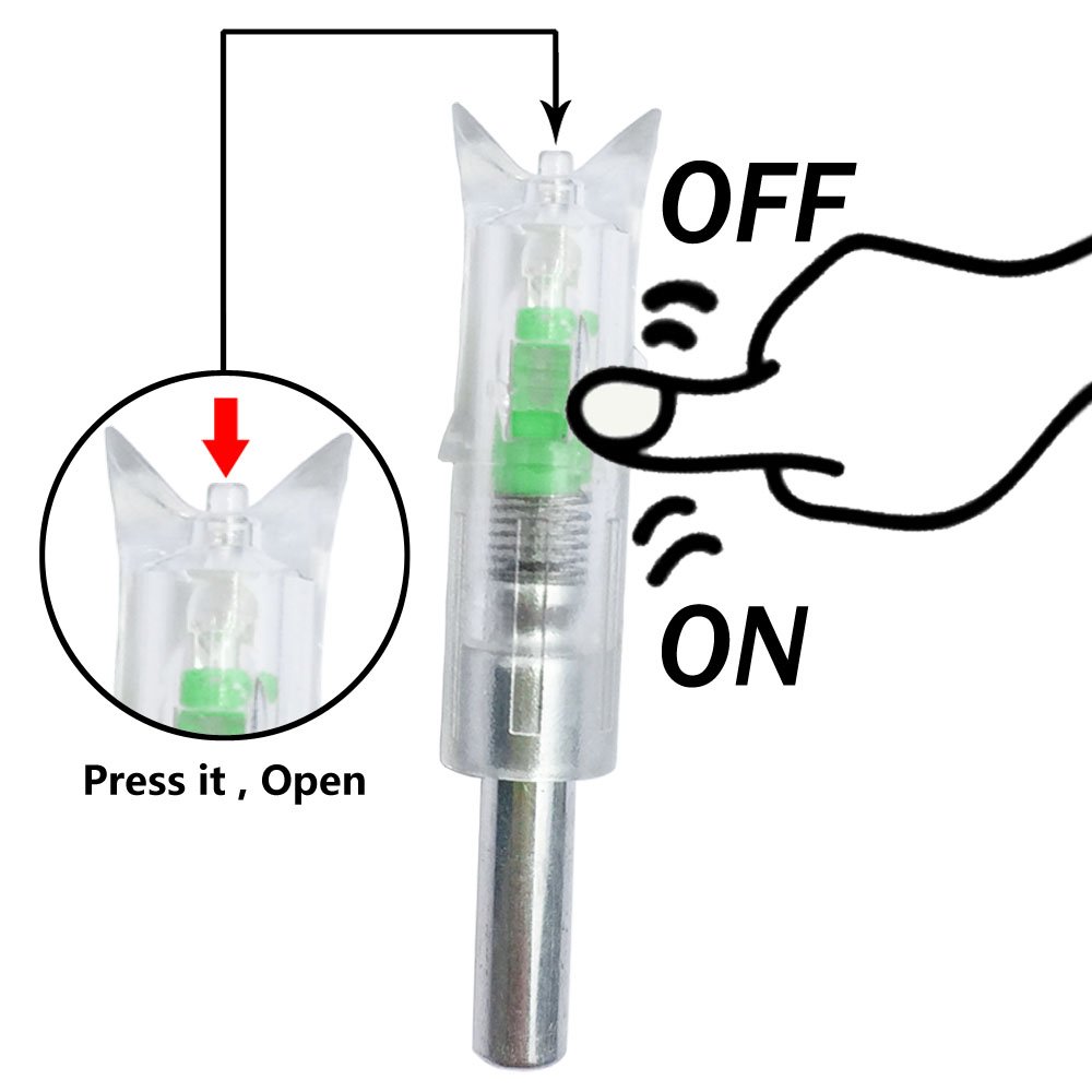 New Lighted Nocks for Arrows with .300/7.62mm Inside Diameter Led Nocks Arrow nocks with Switch Button for Archery Hunting 6 Pack