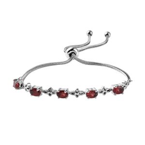 shop lc red garnet bolo bracelet for women stainless steel platinum plated adjustable birthday gifts for women