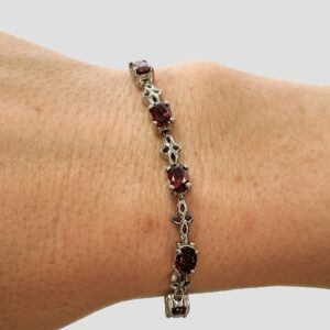 Shop LC Red Garnet Bolo Bracelet for Women Stainless Steel Platinum Plated Adjustable Birthday Gifts for Women