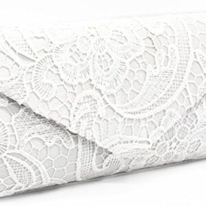 Clutch Purse Handbag Evening Bag Lace Messenger Bag Wedding Party Bag (White)