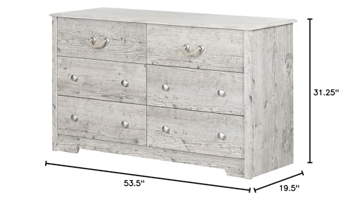 South Shore Aviron 6-Drawer Double Dresser-Seaside Pine