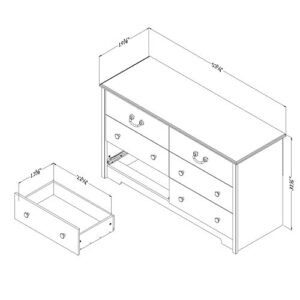 South Shore Aviron 6-Drawer Double Dresser-Seaside Pine