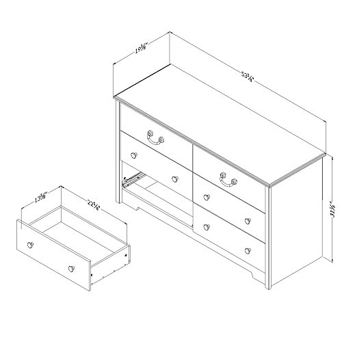 South Shore Aviron 6-Drawer Double Dresser-Seaside Pine