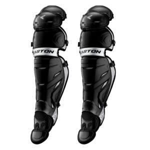 easton pro x baseball catchers leg guards, intermediate, black