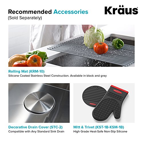 Kraus KHU103-33-1610-53SSMB Set with Standart PRO Sink and Bolden Commercial Pull Faucet in Stainless Steel Matte Black Kitchen Sink & Faucet Combo, 33 Inch