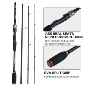 Fishing Rods Spinning Travel Fishing Pole Pack case Portable 4 Sections ulLight Weight Carbon Fiber Poles M Power Medium Action 7ft