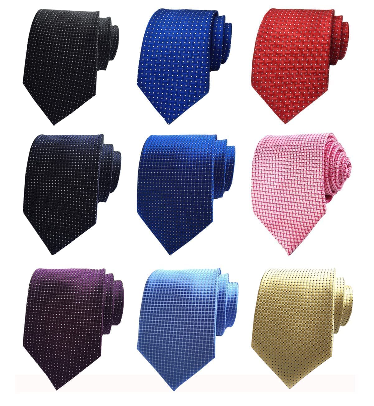 Adulove Men's Necktie Classic Silk Tie Woven Jacquard Neck Ties 9 PCS