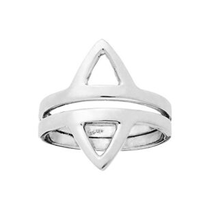 81stgeneration women's 925 sterling silver minimalist geometric double triangle ring