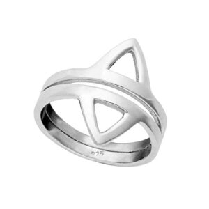 81stgeneration Women's 925 Sterling Silver Minimalist Geometric Double Triangle Ring