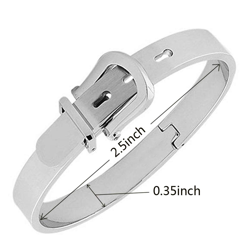 High Polished Stainless Steel Adjustable Belt Buckle Love Bracelets Bangle For Men/Women White Silver Perimeter 7.5inch