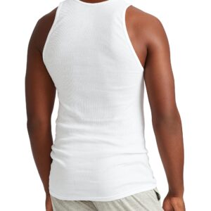 POLO RALPH LAUREN Men's Classic Fit Cotton Tanks 3-Pack, White/Cruise Navy, Large