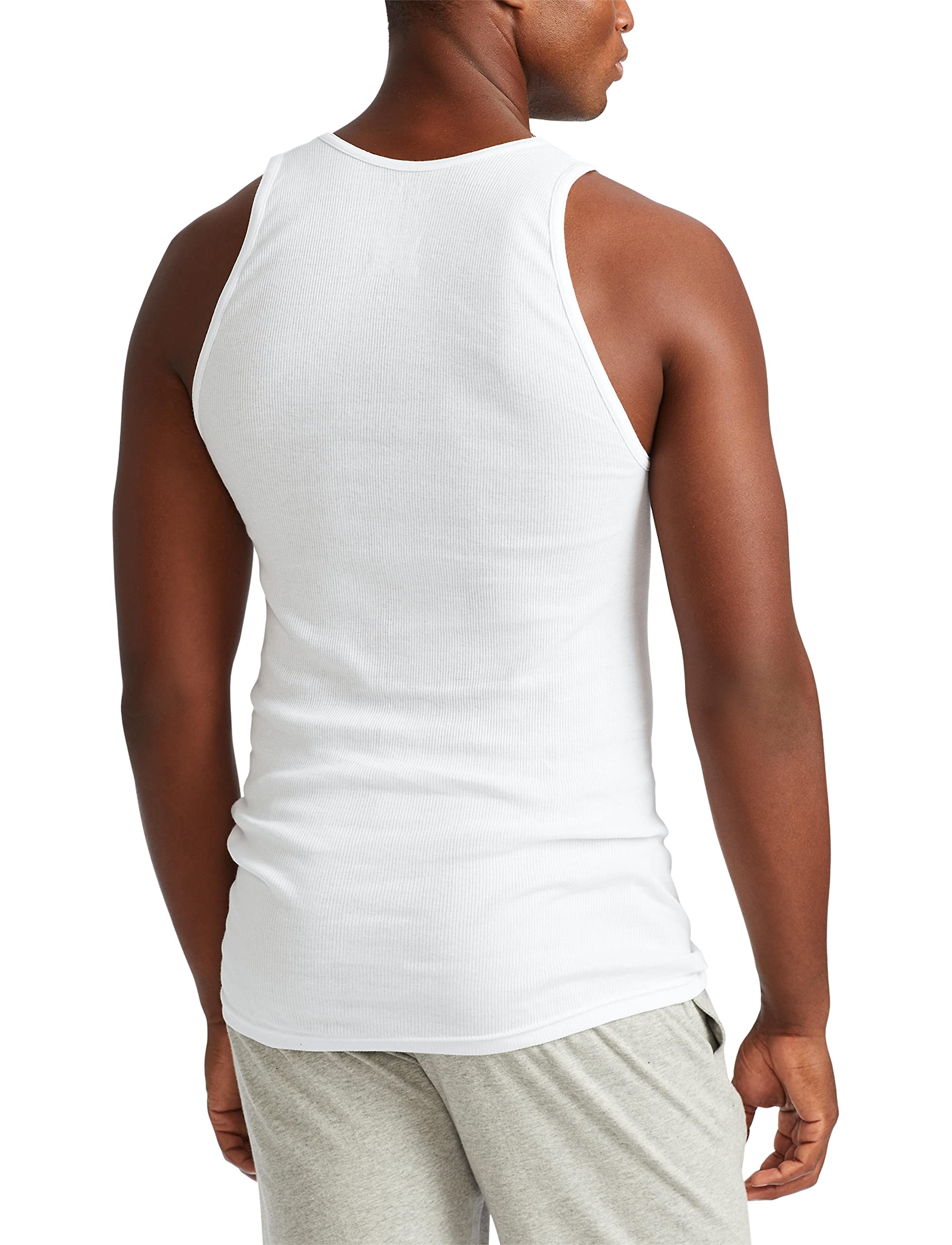 POLO RALPH LAUREN Men's Classic Fit Cotton Tanks 3-Pack, White/Cruise Navy, Large