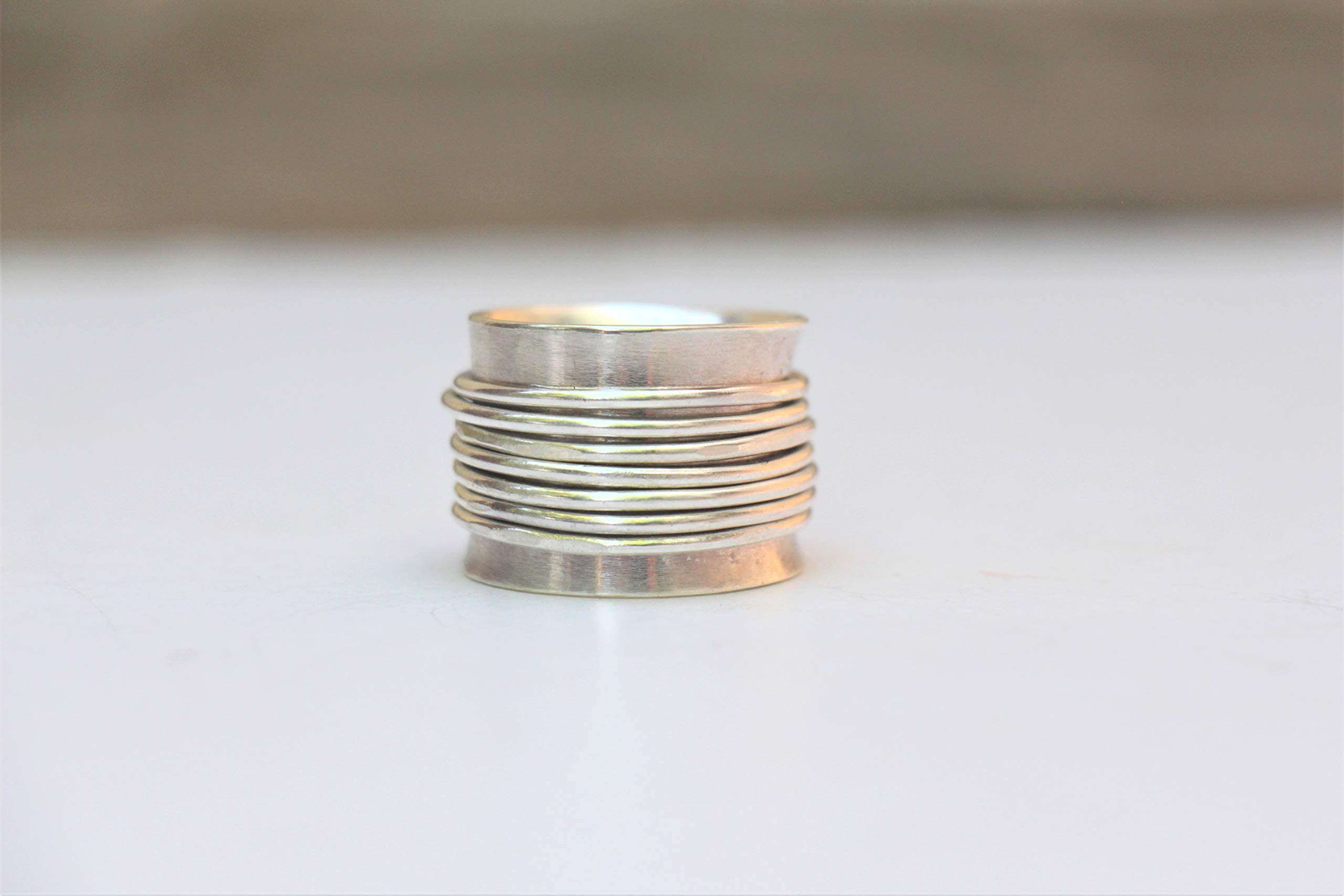 Wide Silver Ring, 7 Spinner Silver Ring, Wide Band Sterling Silver Ring, Band Ring, Thick Silver Ring, Womens Silver Ring, Men's Silver Ring Statement Jewelry Gift