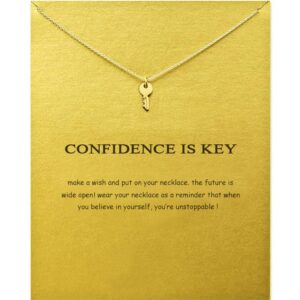 qxfqjt friendship key pendant chain necklace with message card gift card (key)