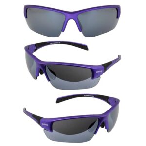 Global Vision Hercules-7 Women' s Softball Pickleball Tennis ANSI Z87.1 Safety Sunglasses Purple Frame with Flash Mirror Lenses