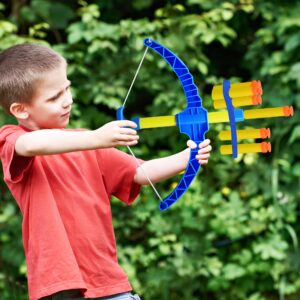 ArtCreativity Blue Super Bow & Arrow Shooter Set, Includes Air-Powered Bow, Barrel, Six Soft Foam Darts, Comes in Blister Card Packaging, Sports Toy for Kids