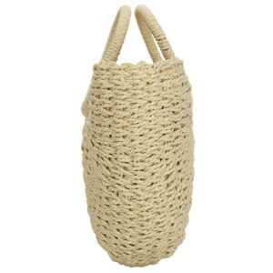 Straw Bags for Women, Hand-woven Straw Large Hobo Bag Round Handle Ring Toto Retro Summer Beach bag (Beige)