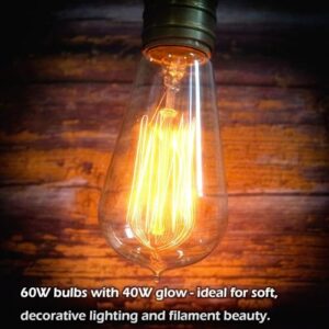 Jslinter 6-Pack Edison Light Bulb, Warm White 2200K Old Fashioned Incandescent Light, 60 Watt Dimmable ST58 Antique Vintage Style Light, Clear Glass e26 Base(60w/110v)