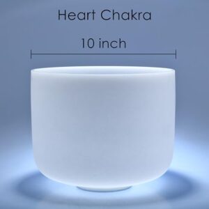 TOPFUND F Note Crystal Singing Bowl Heart Chakra 10 inch with Heavy Duty Carrying Case and Suede Mallet