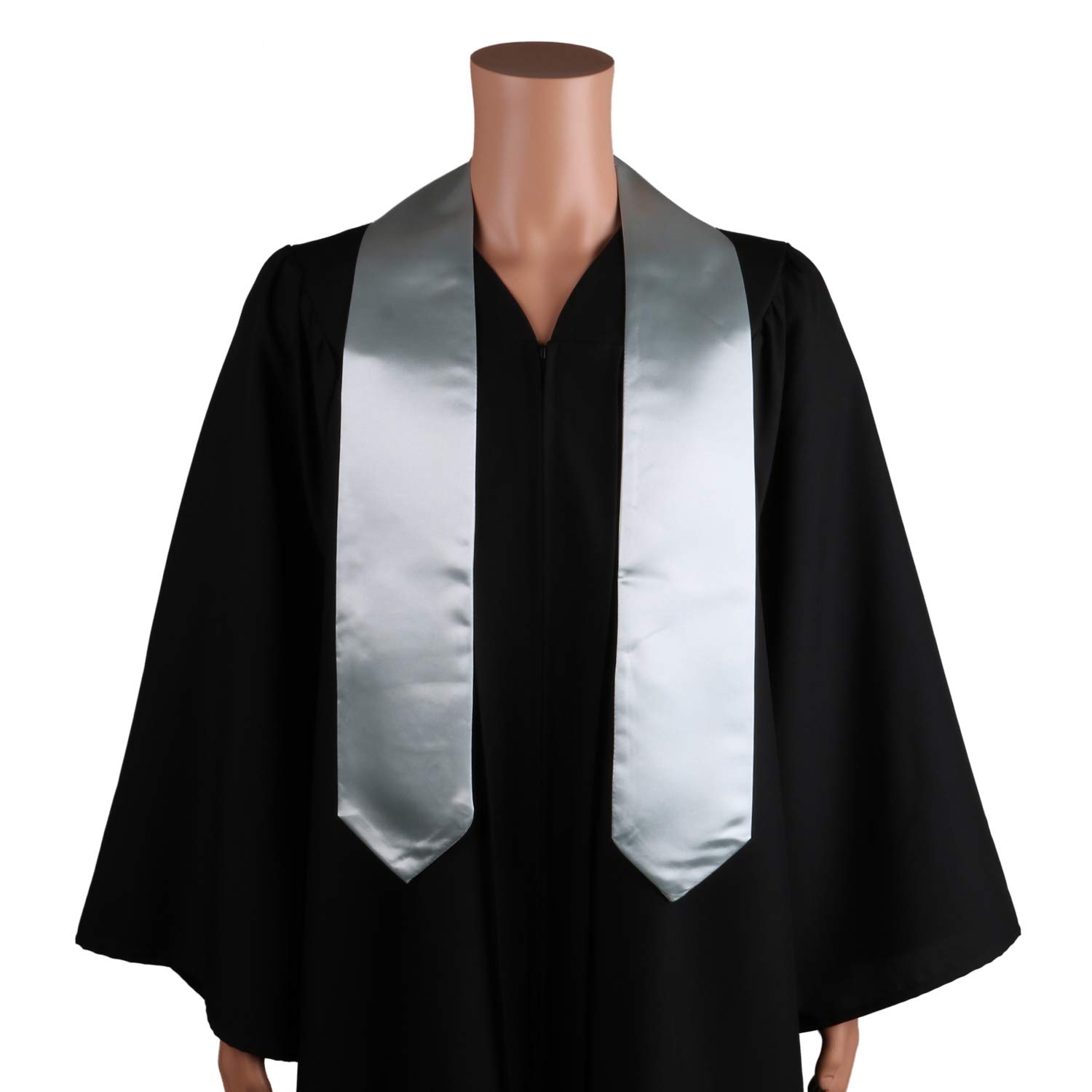 OSBO GradSeason Unisex Adult Plain Graduation Stole for Academic Commencements, 60'' long (Silver)