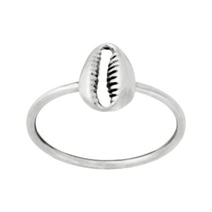 81stgeneration women's 925 sterling silver thin band cowrie shell seashell stackable ring